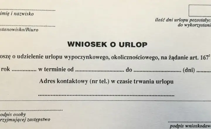 Wniosek urlop na żądanie - Jak wypełnić druk, przykładowy wzór