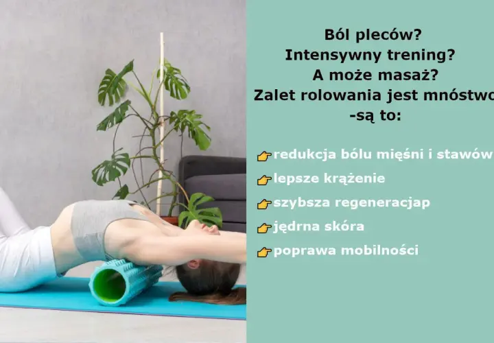 Kobieta ćwiczy rolowanie mięśni na wałku, by zredukować ból i poprawić regenerację.