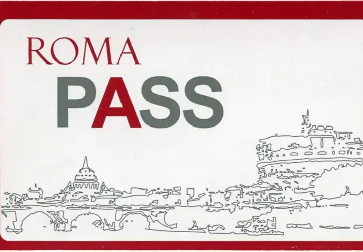 Roma Pass con skyline di Roma. Utile per sapere quanto costa un biglietto della metro e visitare la città.