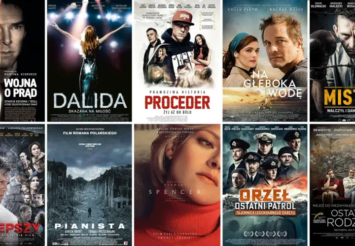 Wstrząsające filmy oparte na faktach: "Wojna o prąd", "Dalida", "Proceder", "Na głęboką wodę", "Mistrz", "Najlepszy", "Pianista", "Spencer", "Orzeł. Ostatni patrol", "Ostatnia rodzina".