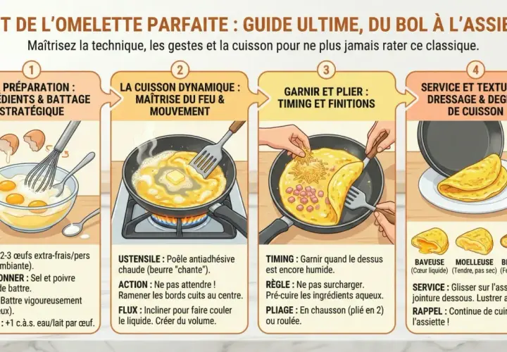 Guide pour réussir une omelette parfaite, de la préparation à la garniture. Apprenez les étapes clés pour une omelette chinoise savoureuse.