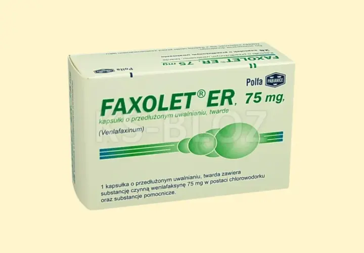 Opakowanie leku Faxolet ER 75 mg, kapsułki o przedłużonym uwalnianiu.