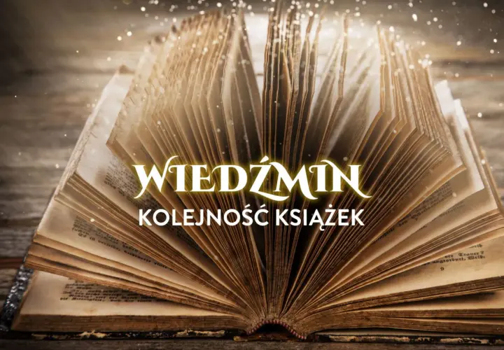 Otwarta, stara księga z napisem "Wiedźmin kolejność książek". Idealna dla fanów chcących poznać sagę od początku.