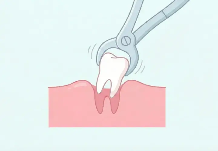 Ilustración de un diente siendo extraído con fórceps. Sí, duele sacarse una muela, pero a veces es necesario.