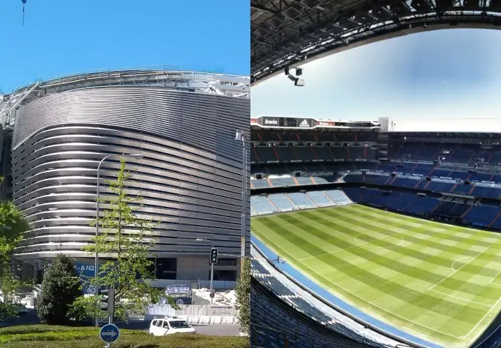 Santiago Bernabéu, stadion Realu Madryt, w trakcie modernizacji. Widok zewnętrzny i wnętrze z murawą. Pojemność stadionu Realu Madryt robi wrażenie.