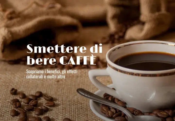 Tazza di caffè nero, chicchi sparsi e sacchi di juta. Scopri le 7 buone ragioni per smettere di bere caffè e i suoi benefici.