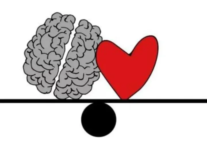 Bilancia tra cervello e cuore, metafora del sapiosessuale significato: l'attrazione intellettuale che guida l'emozione.