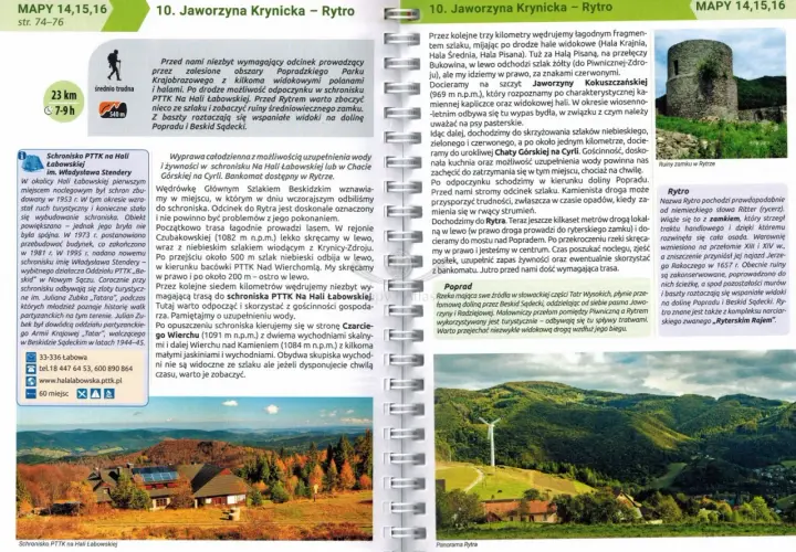 Ruiny zamku w Rytrze na tle górskiego krajobrazu.