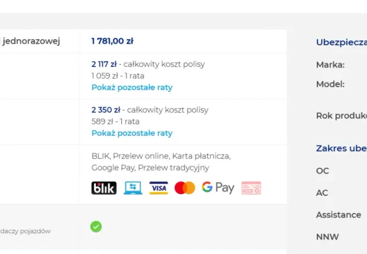 Na ile rat można rozłożyć ubezpieczenie samochodu bez dodatkowych kosztów?