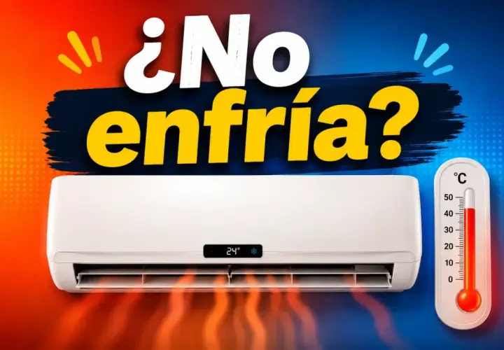 ¿El aire no enfría? Un aire acondicionado muestra 24°C y un termómetro marca alta temperatura.