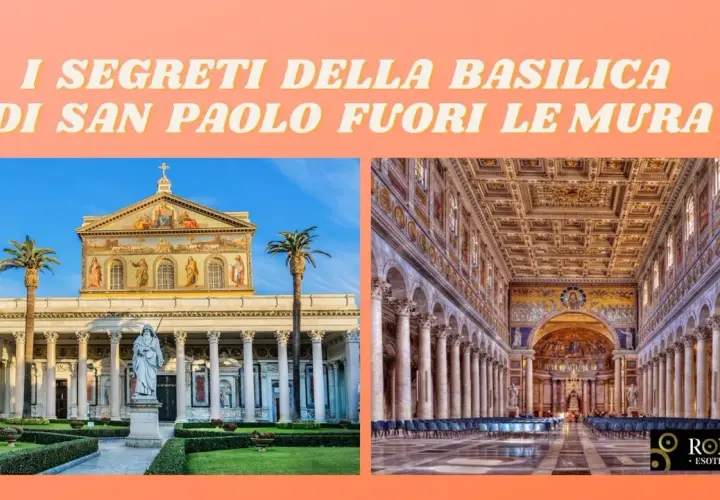 Interno della Basilica di San Paolo Fuori le Mura: navata centrale con colonne, mosaici dorati e soffitto decorato.