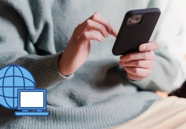 Dowiedz się, jak podłączyć internet z telefonu do laptopa, korzystając z ikony globusa i laptopa.