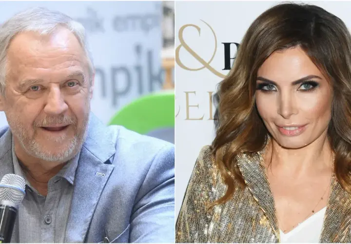 Starszy mężczyzna z mikrofonem i młoda kobieta w błyszczącej marynarce. Czy to oni decydują, ile zarabiają polscy aktorzy?
