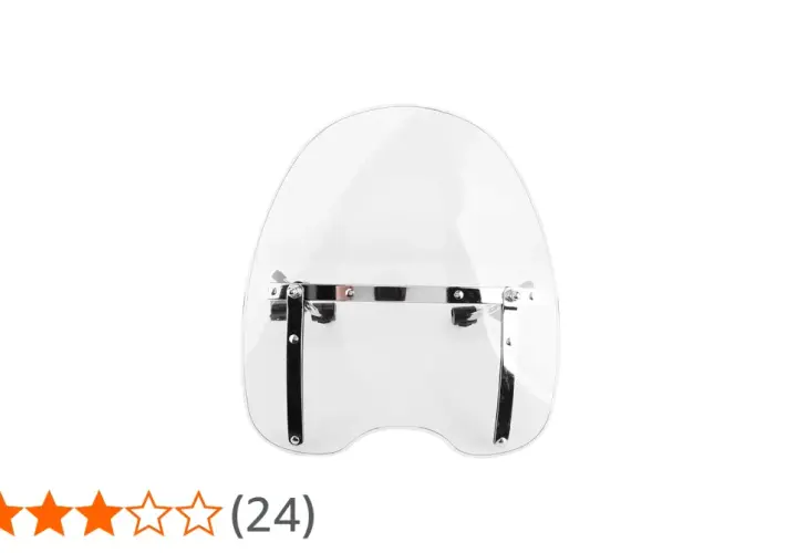Parabrezza moto universale trasparente con staffe cromate, ideale per migliorare la protezione dal vento.