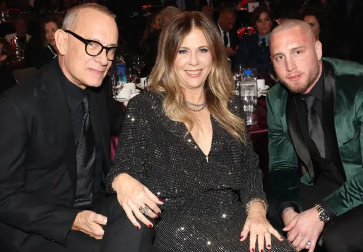 Tom Hanks z żoną Ritą Wilson i synem Chesleyem. Ile dzieci ma Tom Hanks? Czworo.