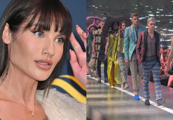 Karolina Gilon kiedyś na pokazie mody, gdzie modele prezentują ekstrawaganckie stroje.