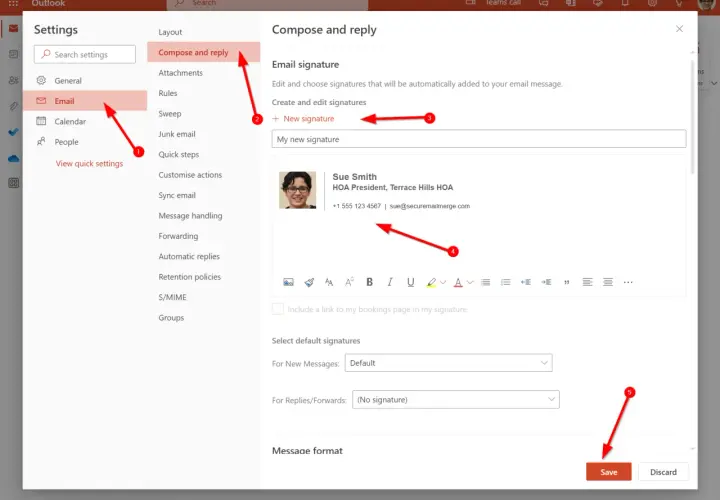 Paramètres Outlook 365 : création d'une signature mail personnalisée pour vos emails.