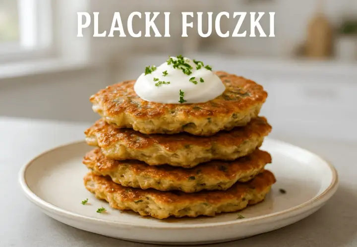 Stos złotych placuszków z ziołami, zwieńczony kleksem śmietany i posypany szczypiorkiem. Pyszny przepis na fuczki!