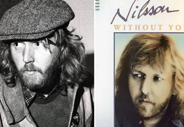 Harry Nilsson w czapce i na okładce albumu "Without You".