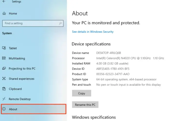 Jak sprawdzić podzespoły komputera? Ekran "Informacje" w Ustawieniach Windows pokazuje szczegóły procesora, RAM i systemu.