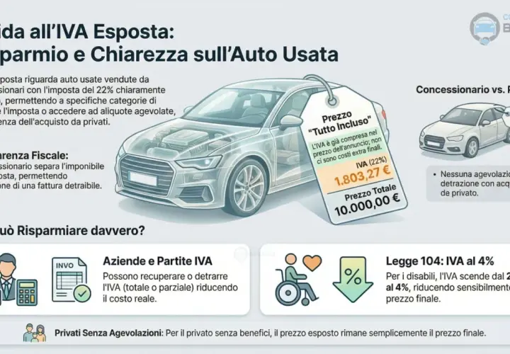 Guida all'IVA esposta: auto usate da concessionari con IVA 22% inclusa. Il tdi significato è trasparenza e risparmio per aziende e disabili.
