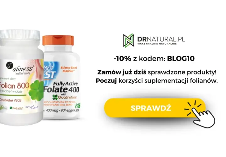 Dwa suplementy diety z folianem, w tym najlepiej przyswajalny kwas foliowy z Quatrefolic, dla kobiet w ciąży.