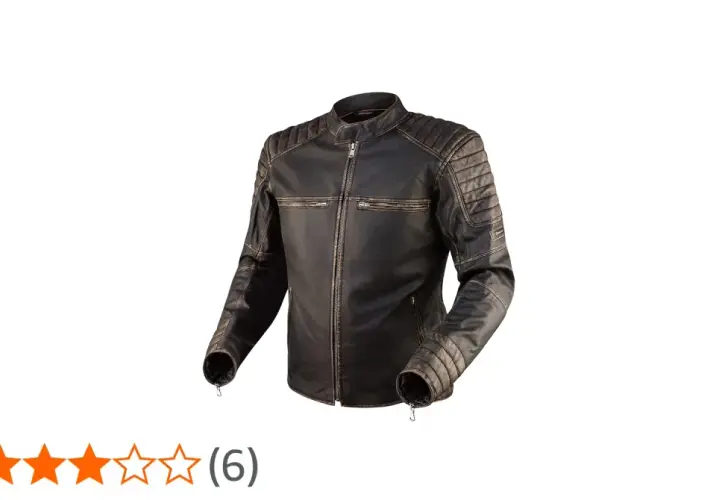 Czarna, postarzana kurtka motocyklowa Rebelhorn Hunter z zamkami i pikowanymi detalami. Idealna dla każdego łowcy przygód.
