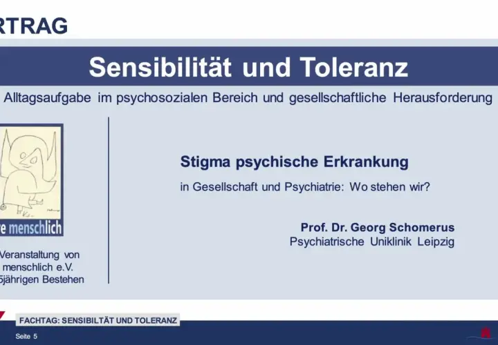 Vortrag "Sensibilität und Toleranz": Stigma psychische Erkrankung in Gesellschaft und Psychiatrie. Eine Veranstaltung von Irre menschlich e.V.