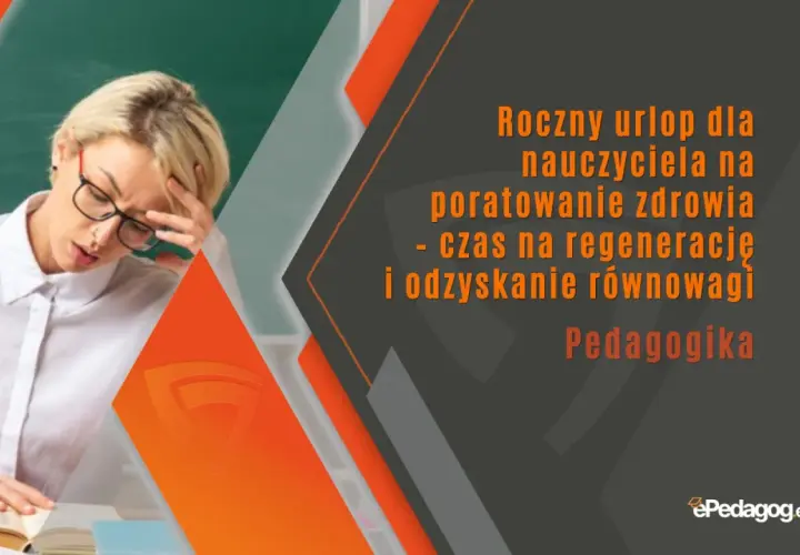 Zmęczona nauczycielka z bólem głowy. Roczny urlop dla poratowania zdrowia to czas na regenerację i odzyskanie równowagi. Pedagogika.