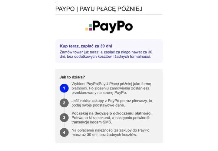 PayPo: kupuj teraz, płać za 30 dni. Jak działa PayPo w RTV Euro AGD? Proste kroki do odroczenia płatności.