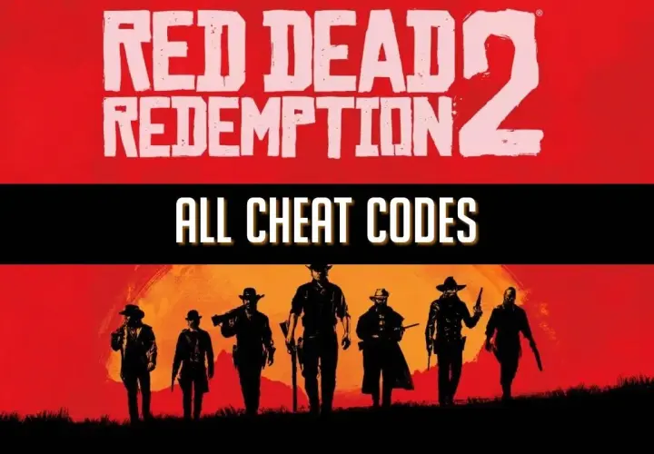 Kody do RDR2: grupa rewolwerowców na tle zachodzącego słońca.