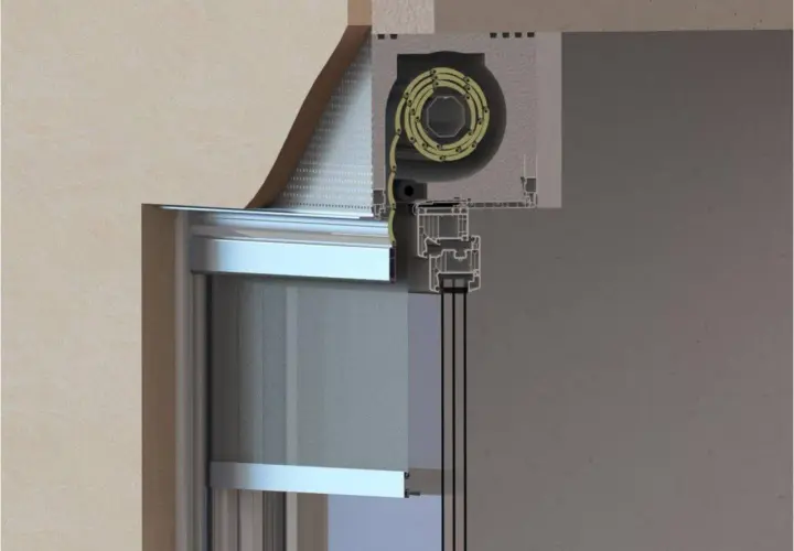 Schnittzeichnung eines Fensters mit Rollladenkasten. Ideal für den Austausch von Rollladen altbau.