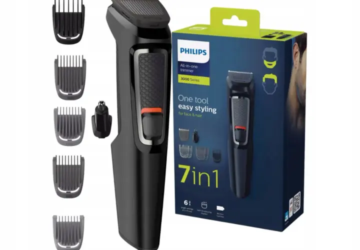 Trymer wielofunkcyjny Philips 7w1 z nasadkami i opakowaniem.