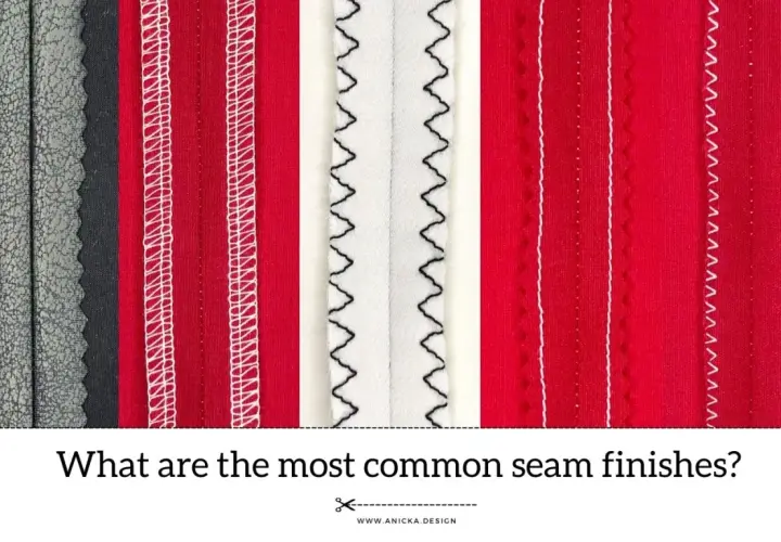Various seam finishes are shown, demonstrating how to hand sew a seam for a neat edge.