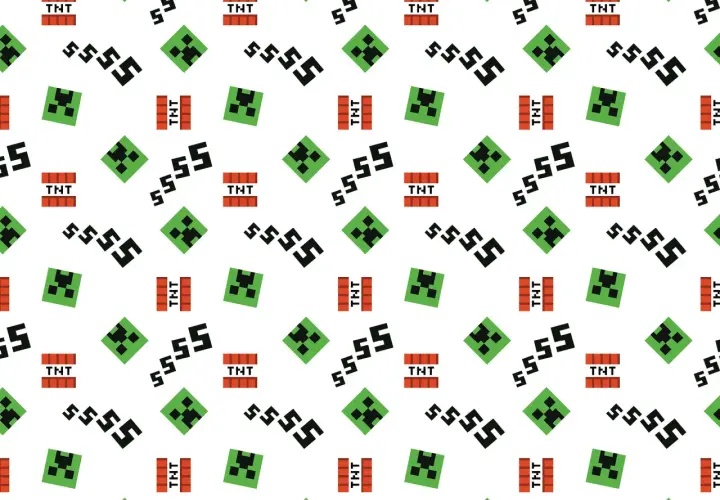 Wesoła tkanina z motywem Minecraft: zielone Creepery, wybuchowe TNT i czarne "ssss". Idealna dla fanów gry!