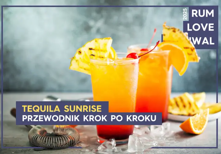 Tequila Sunrise przepis: dwa drinki z pomarańczą i wiśnią, ozdobione ananasem. Idealne na lato!