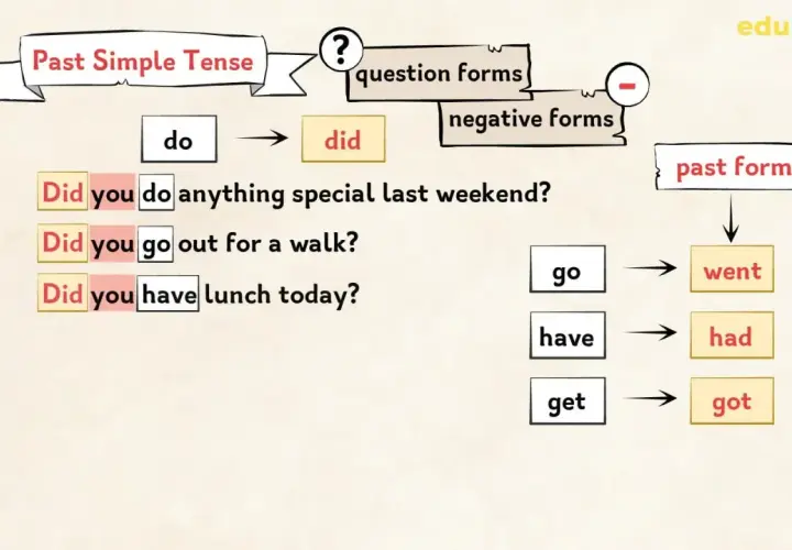 Schema sul Past Simple Tense: "did" per le domande, "went" quando si usa "go".