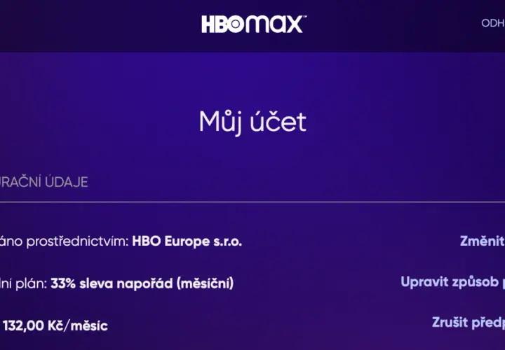 Ekran konta HBO Max z danymi rozliczeniowymi i opcjami zarządzania subskrypcją.