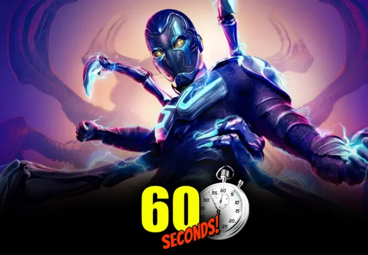 Le blue beetle scarab, armé de son pouvoir, se prépare à l'action. Un compte à rebours de 60 secondes est lancé.