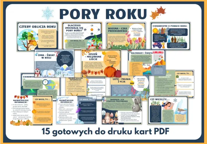 Pory roku do druku: wiosna, lato, jesień, zima. Poznaj ciekawostki o każdej porze roku i dowiedz się, dlaczego się zmieniają.