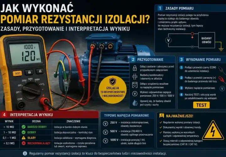 Pomiar rezystancji izolacji: jak wykonać, przygotowanie i interpretacja. Dowiedz się, co to jest rezystancja izolacji i jak ją mierzyć.