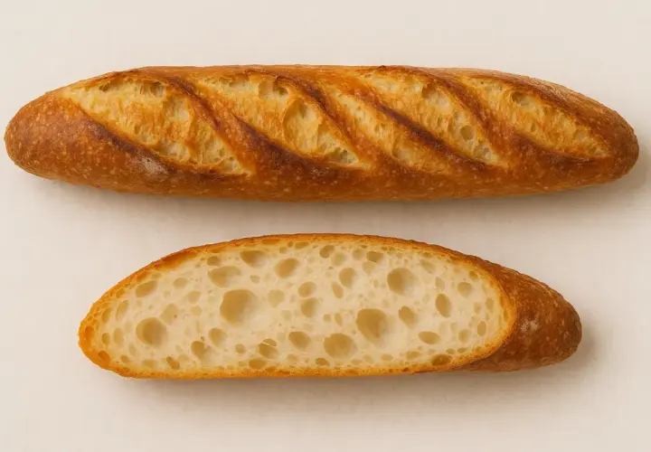Baguette tradition parfaite, mie aérée et croûte dorée. Une recette digne d'un cap boulangerie.