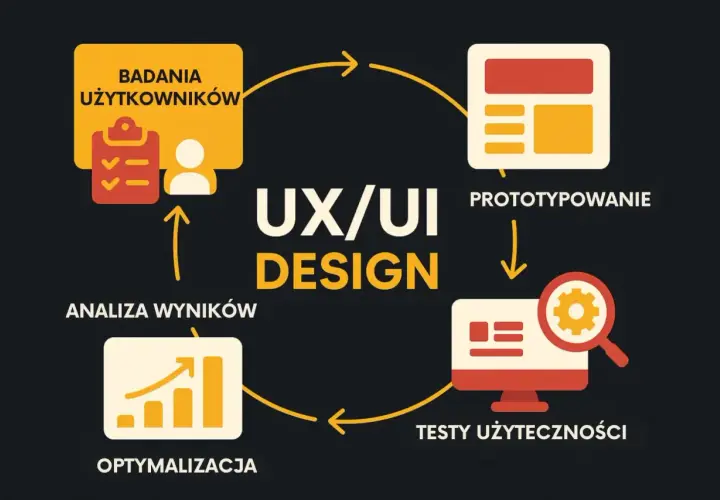 Cykl UX/UI Design: badania użytkowników, prototypowanie, testy użyteczności, optymalizacja. Kluczowe dla każdego ux researcher.