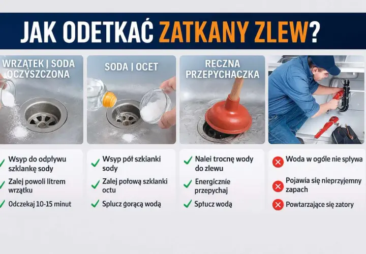 Zatkany zlew? Domowe sposoby na szybkie udrożnienie - sprawdź!