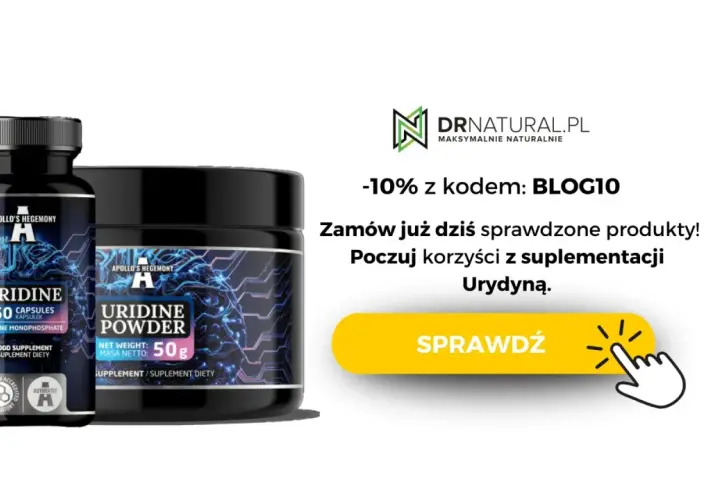 Butelka kapsułek i słoik proszku z urydyną Apollo's Hegemony.