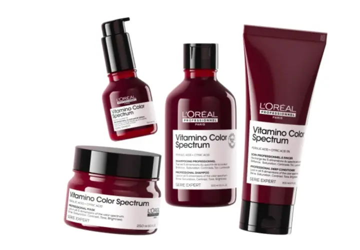 Rutina L'Oréal Vitamino Color Spectrum para saber como hidratar el pelo teñido. Incluye champú, mascarilla y acondicionador.