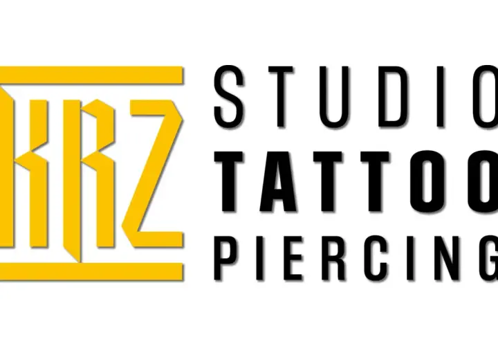 Logo studia tatuażu i piercingu "KRZ STUDIO TATTOO PIERCING" na białym tle.