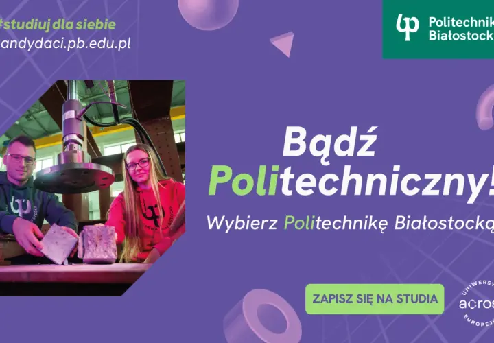 Dwoje studentów w laboratorium Politechniki Białostockiej trzymających próbki materiałów.