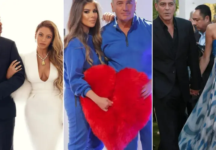 Jay-Z i Beyoncé, para z dużą różnicą wieku w związku, obok pary trzymającej serce i George'a i Amal Clooney.