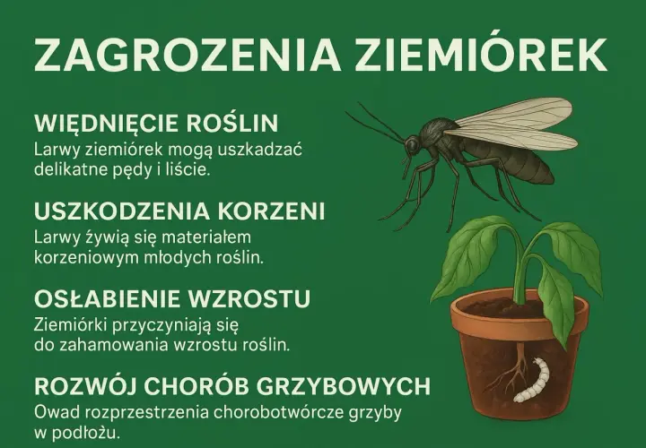 Ziemiórki to szkodniki. Ich larwy uszkadzają korzenie i pędy roślin, osłabiając ich wzrost i sprzyjając chorobom grzybowym.